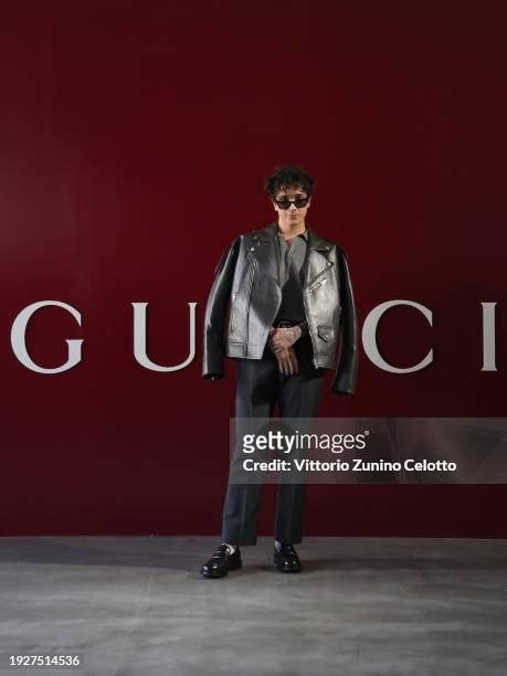 Tananai arrives at the Gucci show during Milan Fashion Week